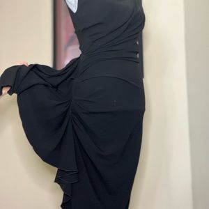 LANVIN - Circa 2013, Draped and gathered fitted black dress.